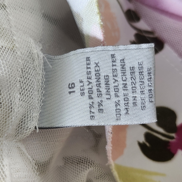 Size 16 Dressbarn Summer Floral Red Spaghetti Strap Multi Tiered Ruffled Dress - Picture 13 of 13